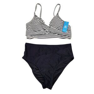 Cupshe Womens Striped Bikini Set Swimsuit Size L Swimwear